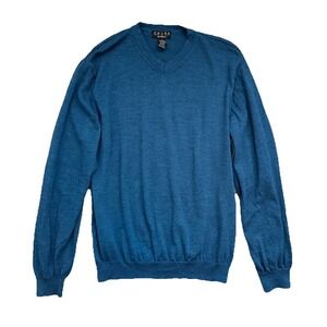 Valda Merino Wool Pullover Men's Large Blue Preppy Classic Quiet Luxury Travel